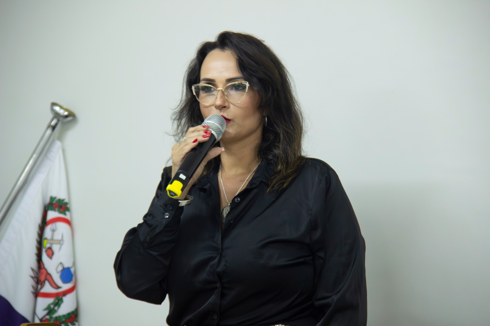 Vereadora Leandra discursando na tribuna