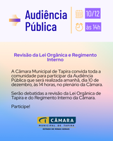 Audiência pública sobre a revisão da Lei Orgânica e Regimento Interno